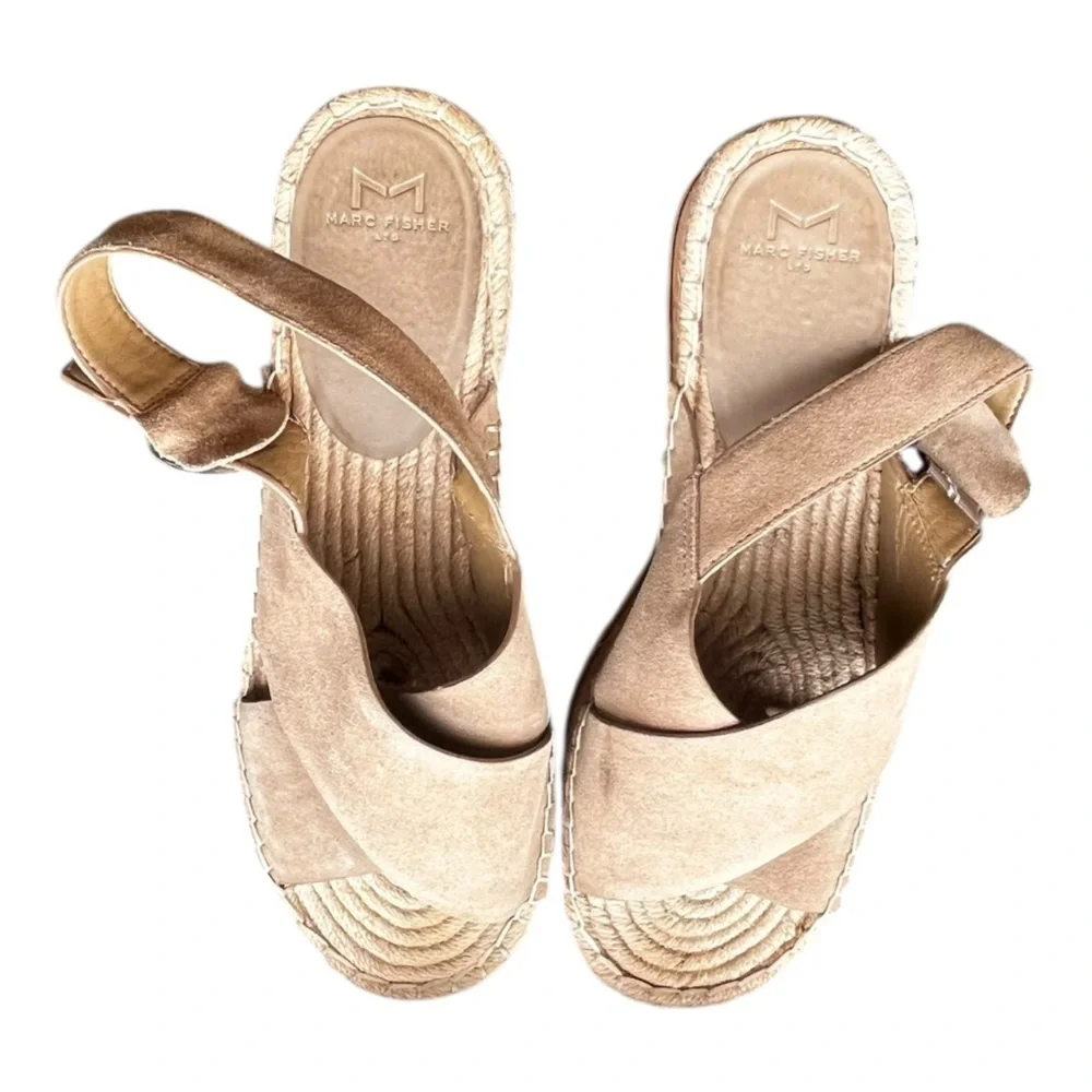 Marc Fisher‎ | LTD Glenna Platform Sandals in Gray Leather Suede Size 10